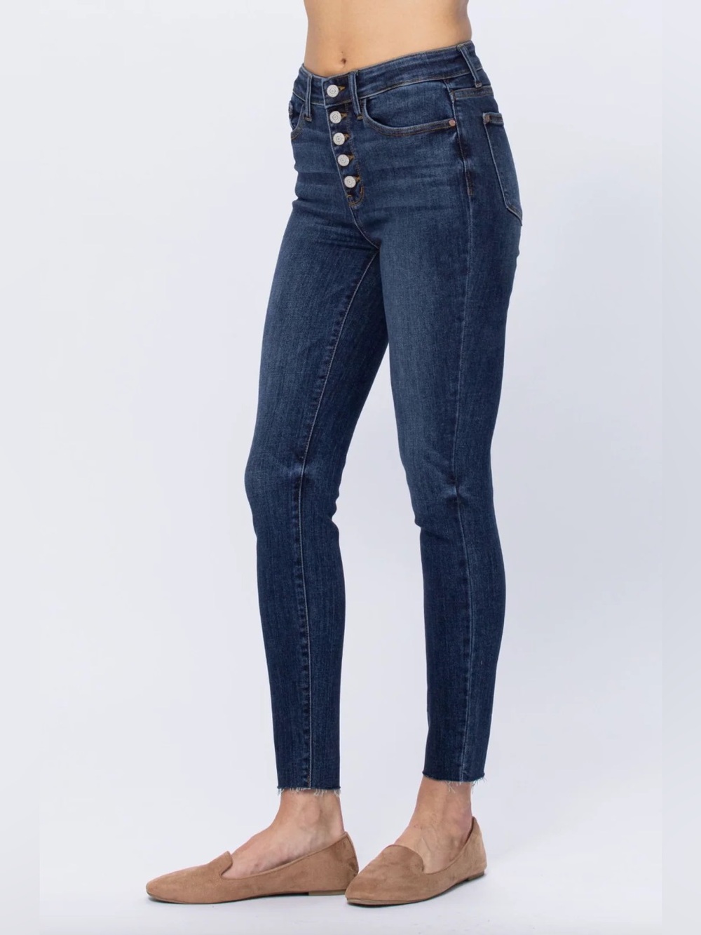Judy Blue Women’s Skinny Fit Raw Hem Button Fly Jeans Size 32
